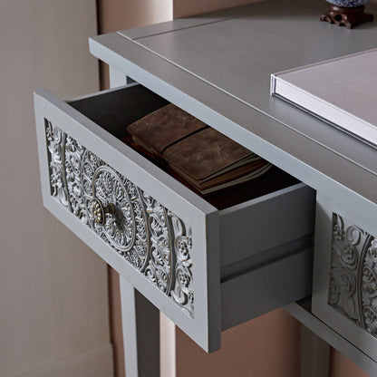 Chantilly Mid Grey Carved Console/ Dressing Table