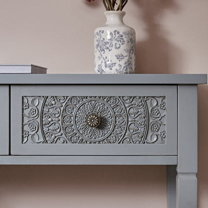 Chantilly Mid Grey Carved Console/ Dressing Table