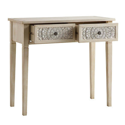 Chantilly Whitewashed Carved Console/ Dressing Table