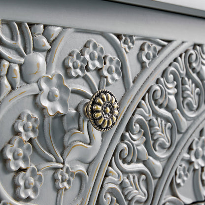 Chantilly Mid Grey Carved 3 Drawer Chest