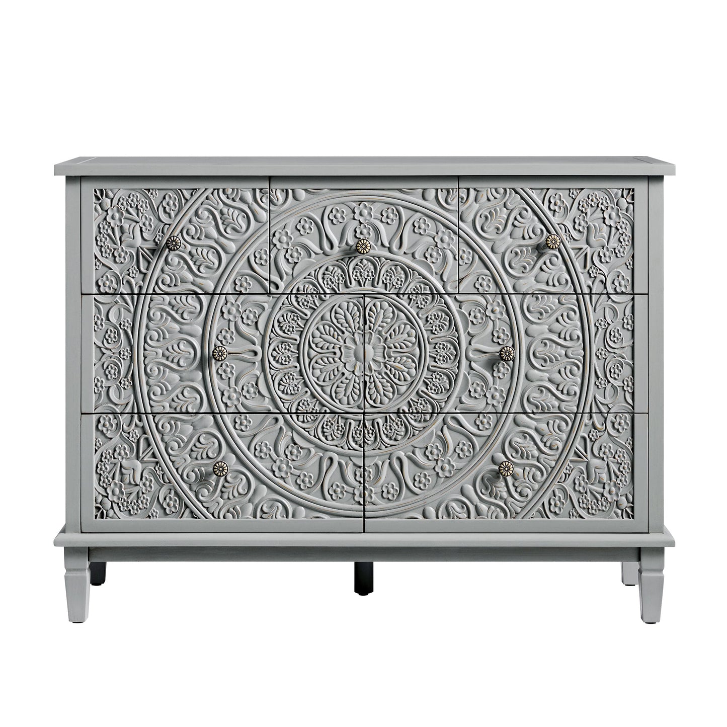 Chantilly Mid Grey Carved 3 over 4 Drawer Chest
