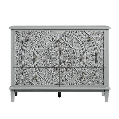 Chantilly Mid Grey Carved 3 over 4 Drawer Chest