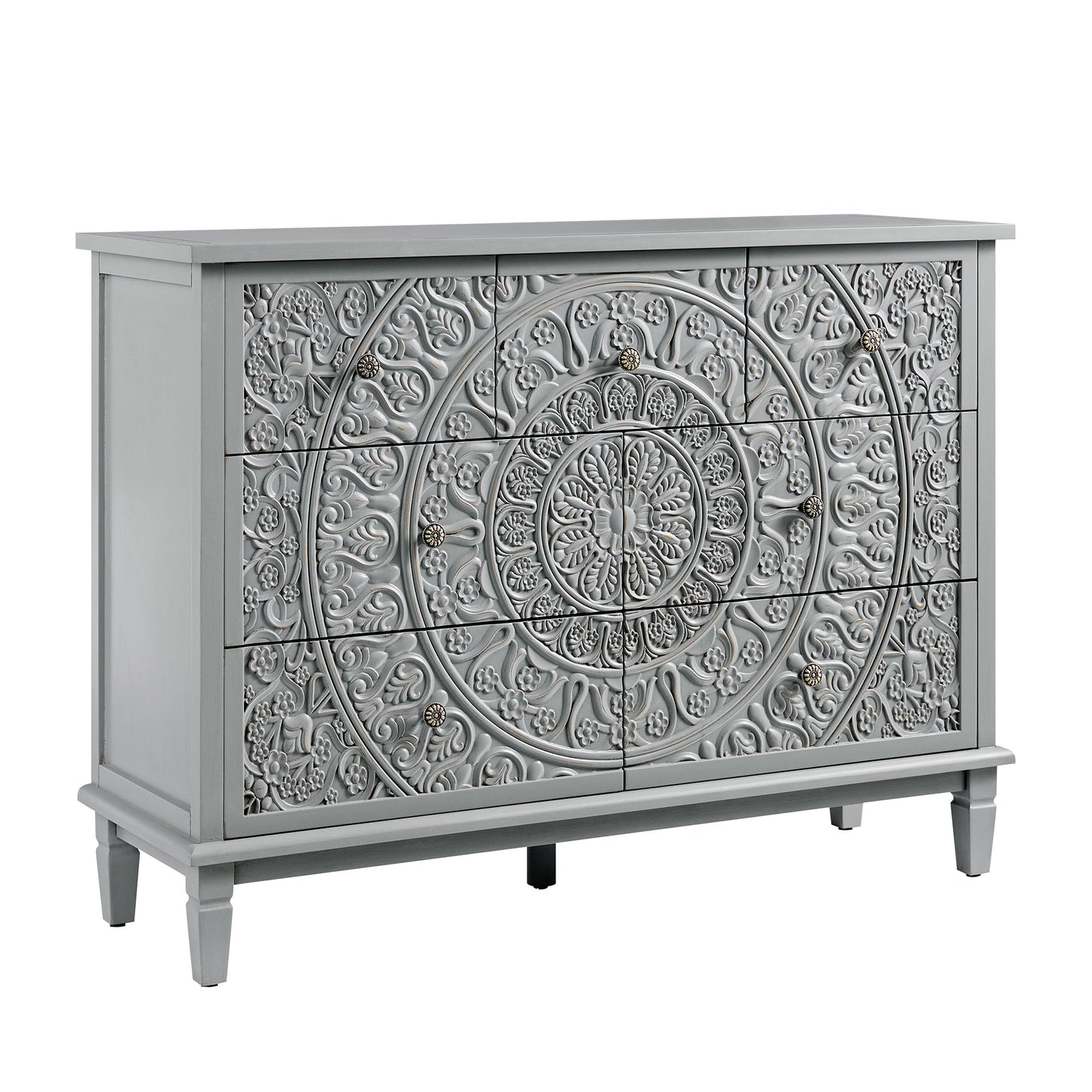 Chantilly Mid Grey Carved 3 over 4 Drawer Chest