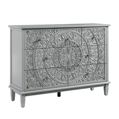 Chantilly Mid Grey Carved 3 over 4 Drawer Chest