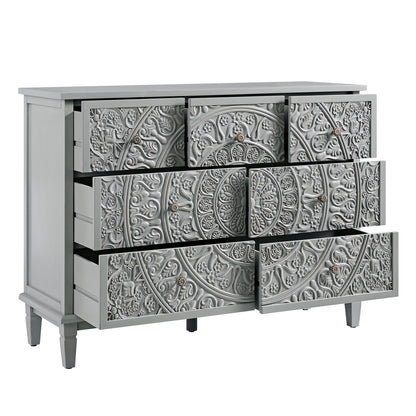 Chantilly Mid Grey Carved 3 over 4 Drawer Chest