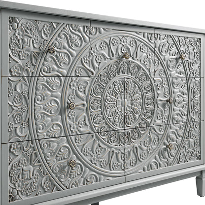 Chantilly Mid Grey Carved 3 over 4 Drawer Chest
