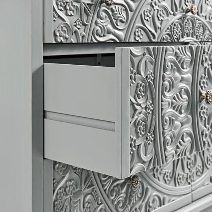 Chantilly Mid Grey Carved 3 over 4 Drawer Chest