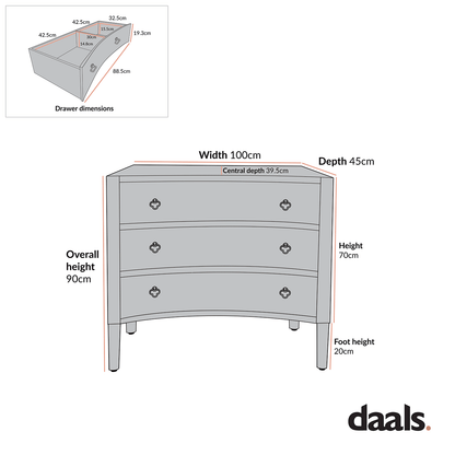 Thalia Concave Chest of Drawers, Silver Oak