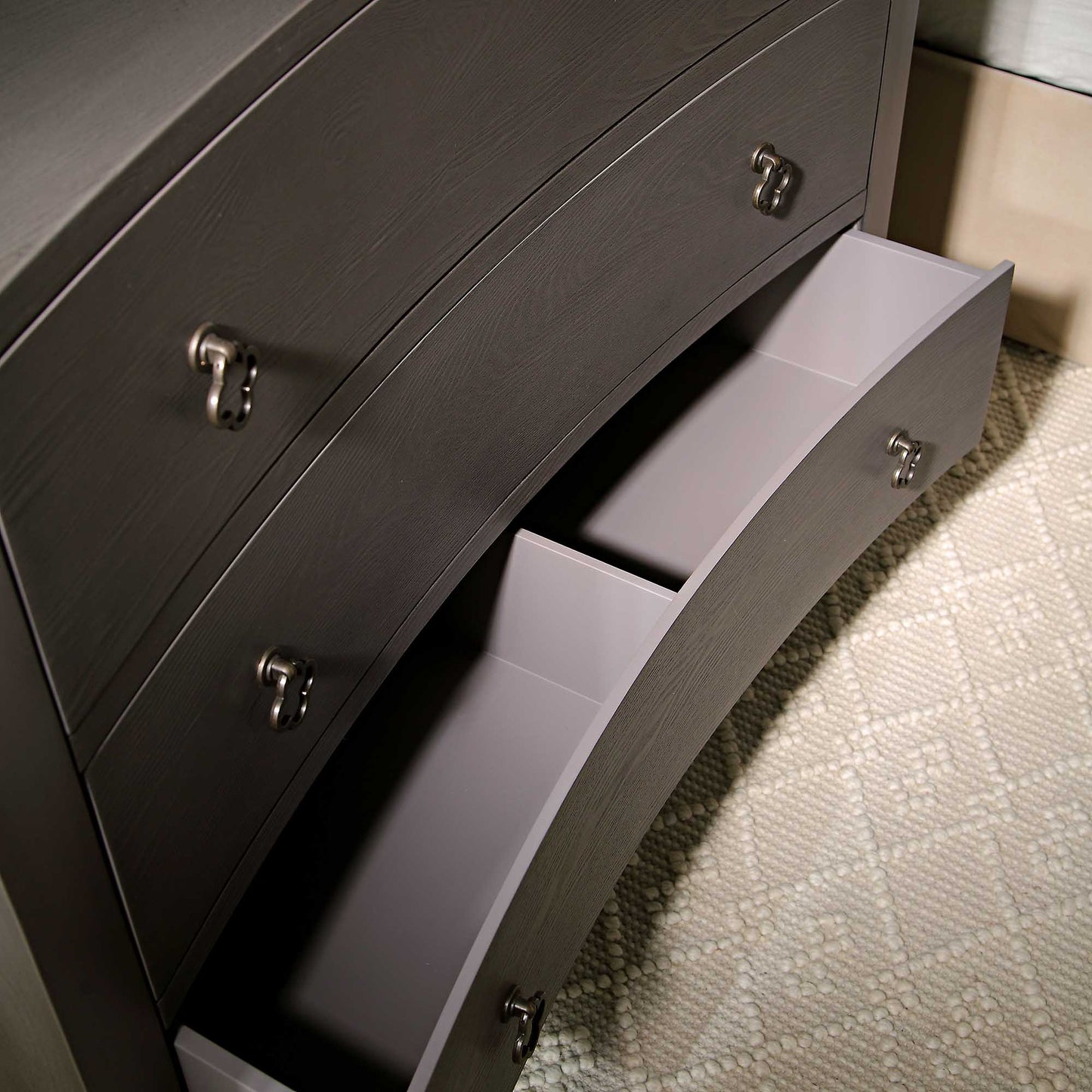 Thalia Concave Chest of Drawers, Silver Oak