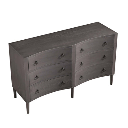 Thalia Concave Double Chest of Drawers, Silver Oak