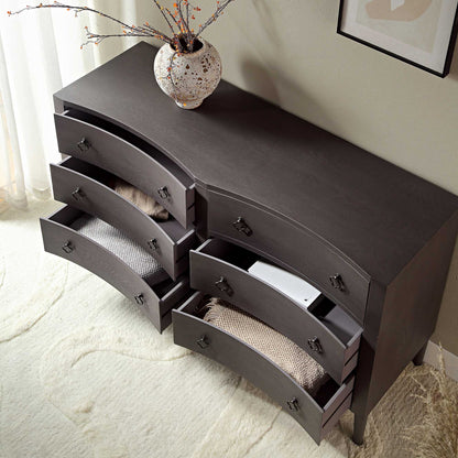 Thalia Concave Double Chest of Drawers, Silver Oak