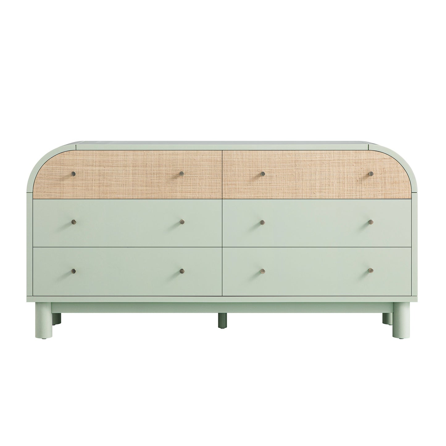 Maude Chest of 6 Drawers, Muted Pistachio Ash with Raffia