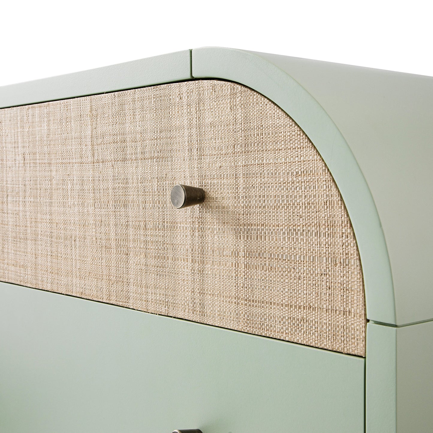 Maude Chest of 6 Drawers, Muted Pistachio Ash with Raffia