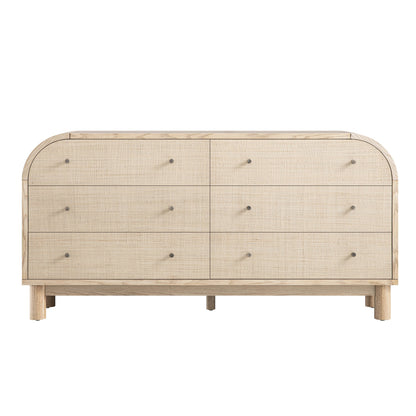 Maude Chest of 6 Drawers, Natural Ash with Raffia