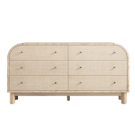 Maude Chest of 6 Drawers, Natural Ash with Raffia