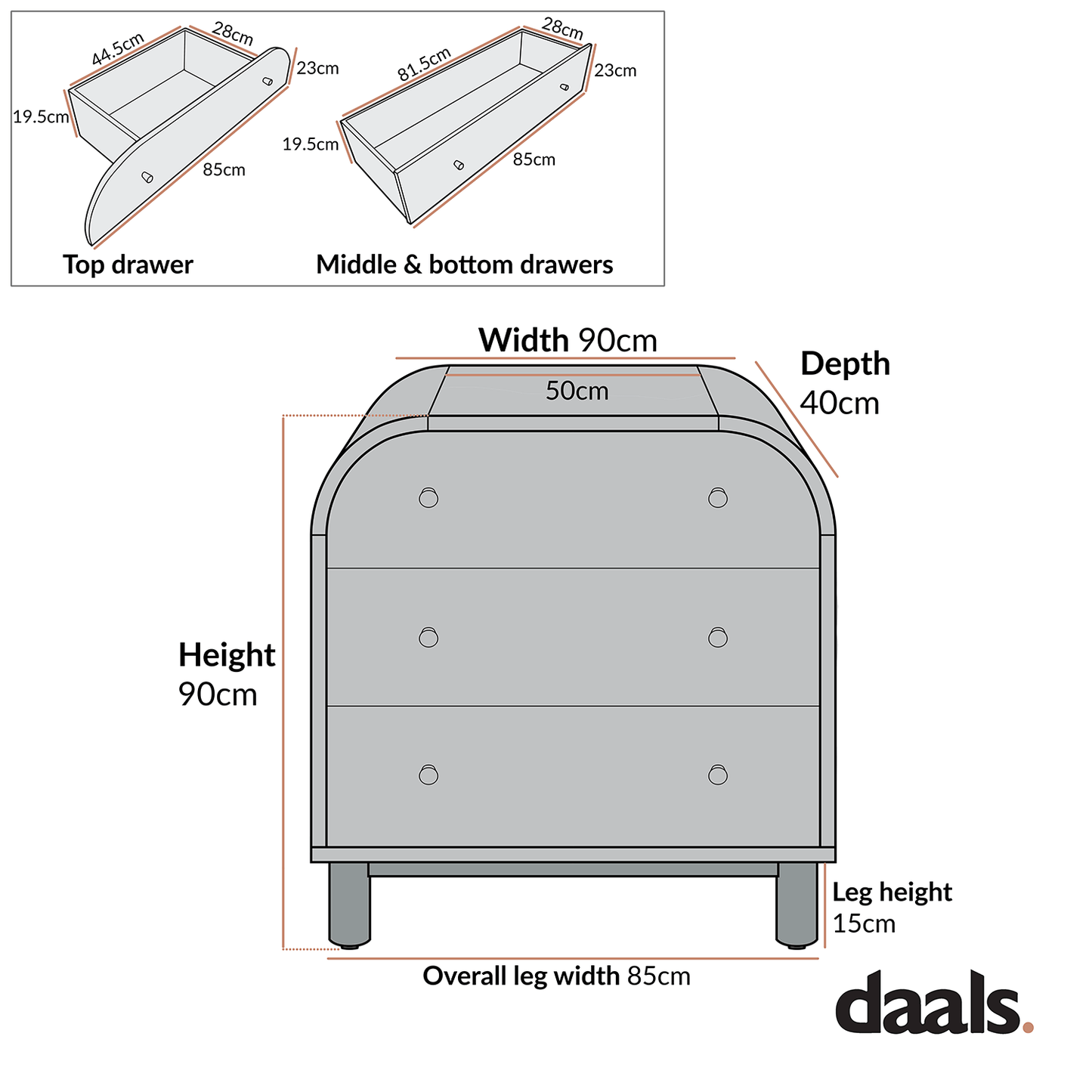 Maude Chest of 3 Drawers, Washed White Ash with Raffia
