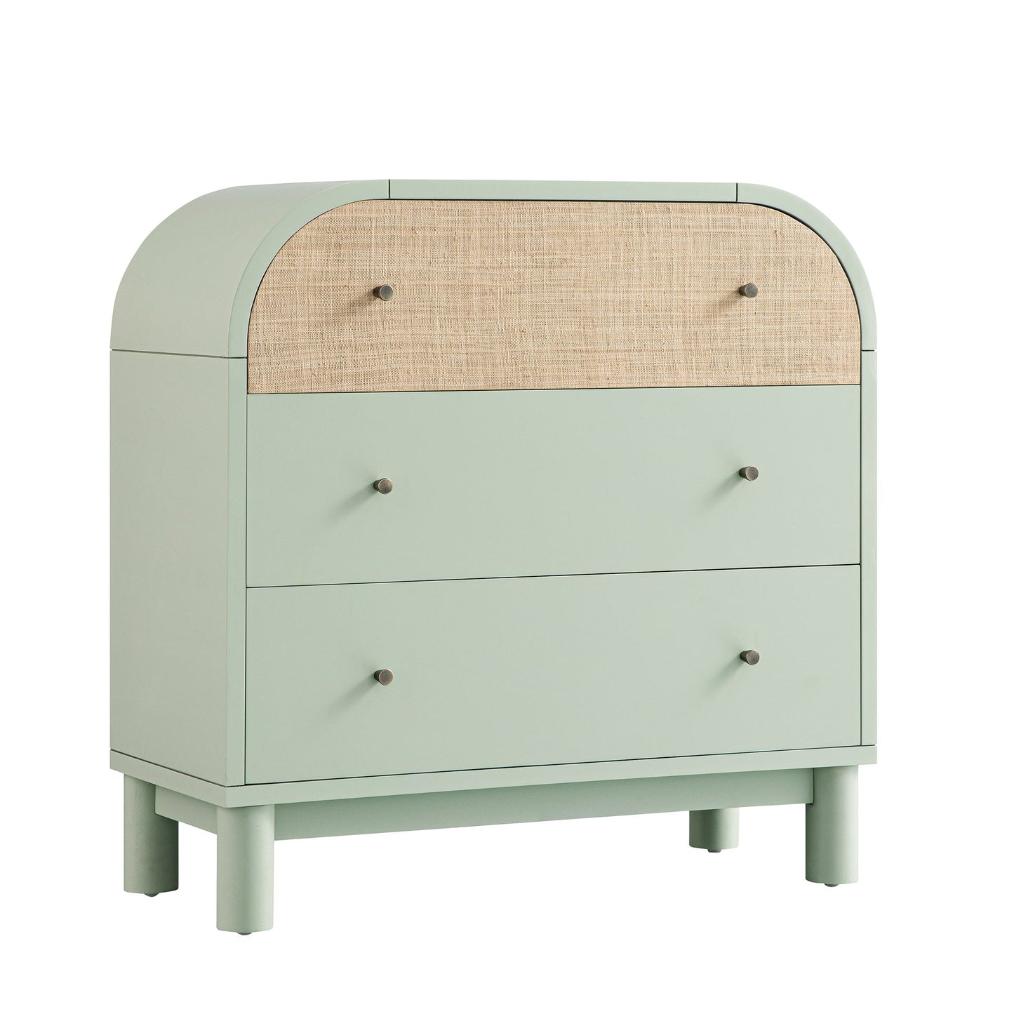 Maude Chest of 3 Drawers, Muted Pistachio Ash with Raffia