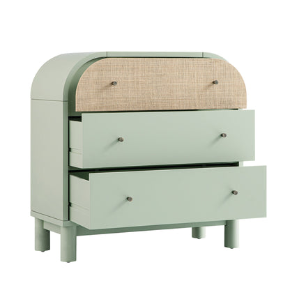 Maude Chest of 3 Drawers, Muted Pistachio Ash with Raffia