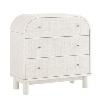 Maude Chest of 3 Drawers, Washed White Ash with Raffia