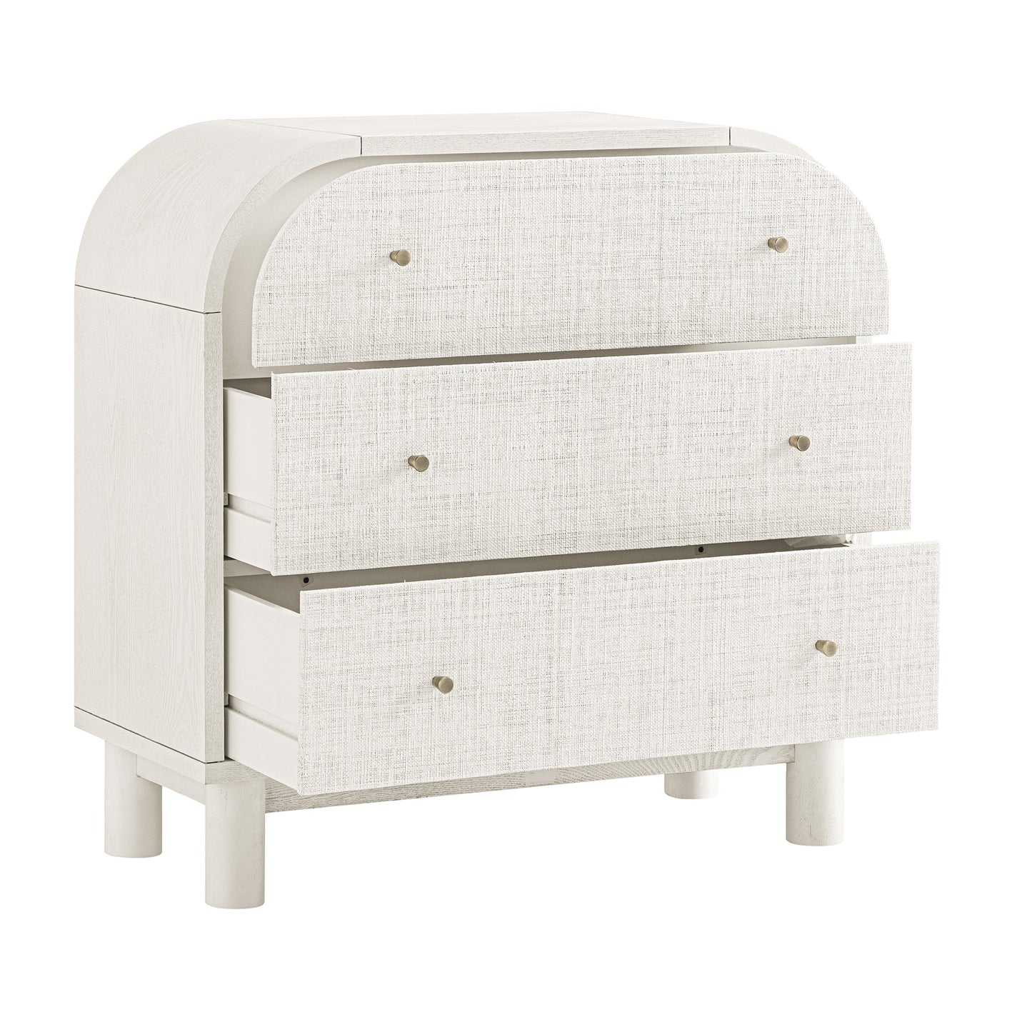 Maude Chest of 3 Drawers, Washed White Ash with Raffia