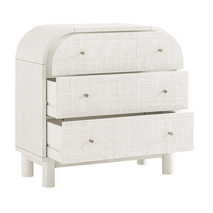 Maude Chest of 3 Drawers, Washed White Ash with Raffia