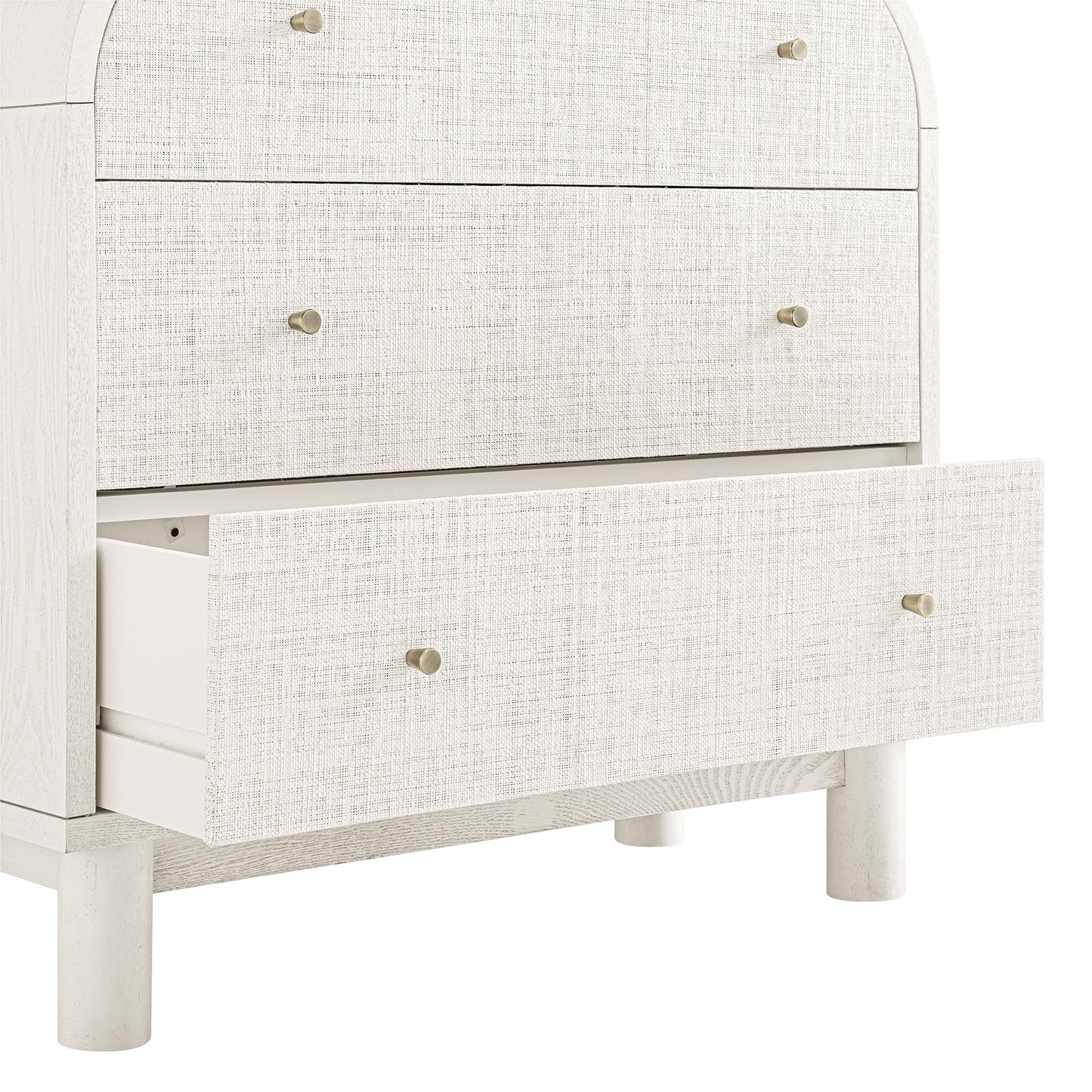 Maude Chest of 3 Drawers, Washed White Ash with Raffia