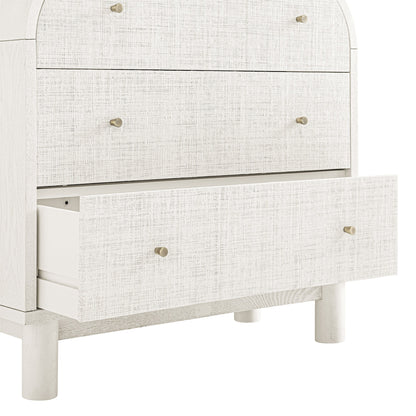 Maude Chest of 3 Drawers, Washed White Ash with Raffia