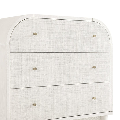 Maude Chest of 3 Drawers, Washed White Ash with Raffia