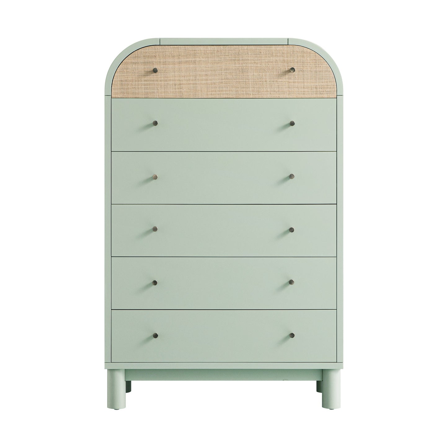 Maude Tall Chest, Muted Pistachio Ash with Raffia