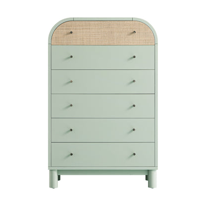 Maude Tall Chest, Muted Pistachio Ash with Raffia
