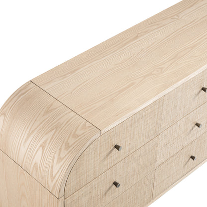 Maude 9 Drawer Chest, Natural Ash with Raffia