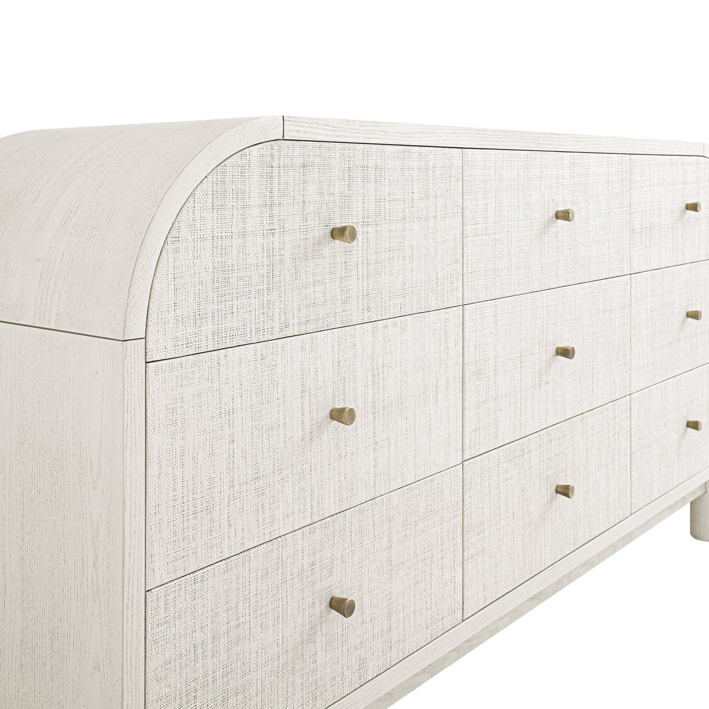 Maude 9 Drawer Chest, Washed White Ash with Raffia