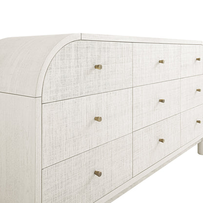 Maude 9 Drawer Chest, Washed White Ash with Raffia