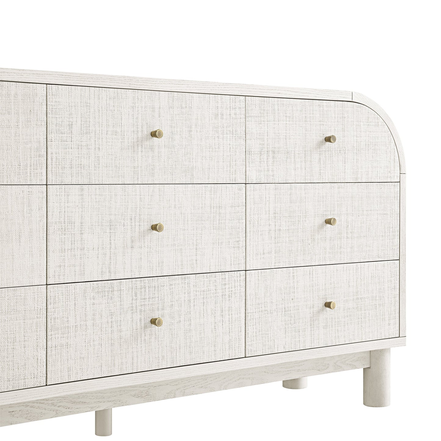 Maude 9 Drawer Chest, Washed White Ash with Raffia