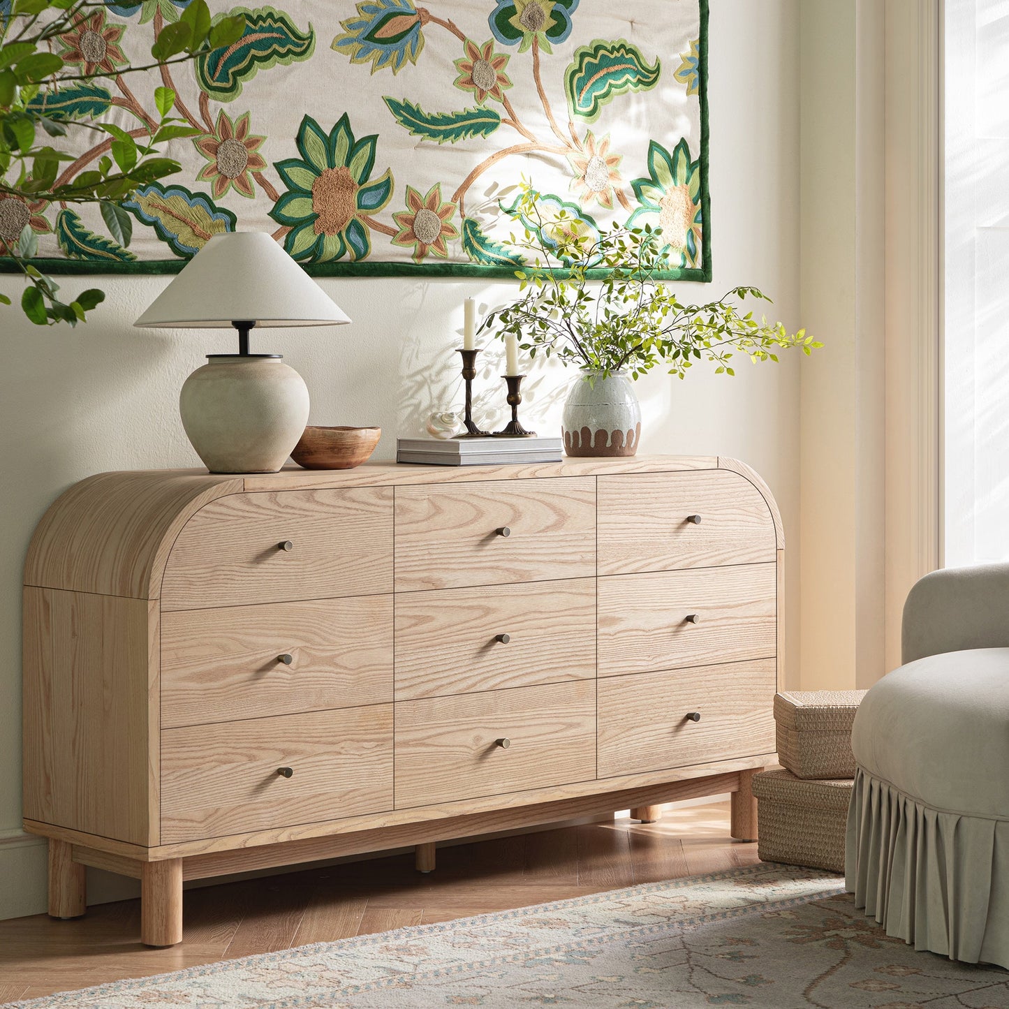 Maude 9 Drawer Chest, Natural Ash