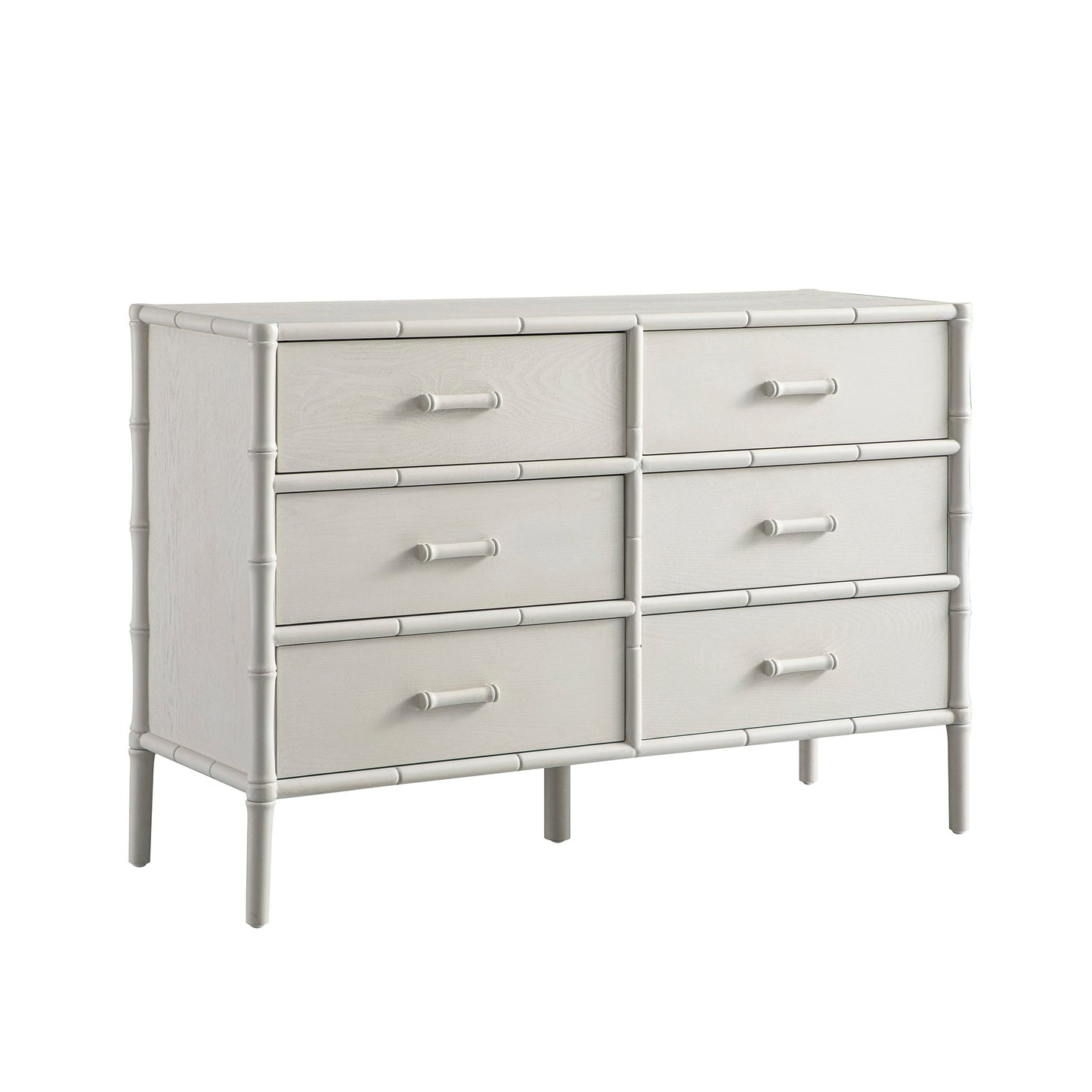 Elstowe Faux Bamboo 6-Drawer Chest, Shaded White