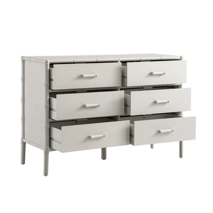 Elstowe Faux Bamboo 6-Drawer Chest, Shaded White