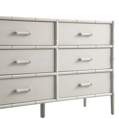 Elstowe Faux Bamboo 6-Drawer Chest, Shaded White