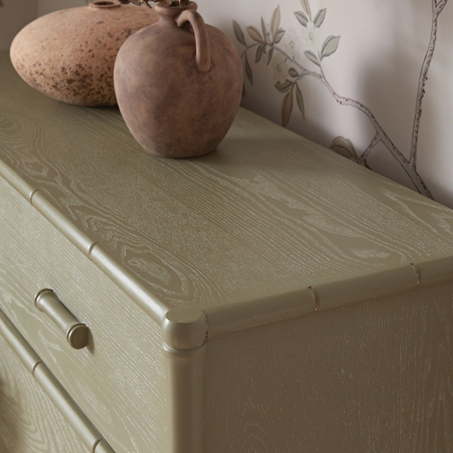 Elstowe Faux Bamboo 6-Drawer Chest, Sage Green