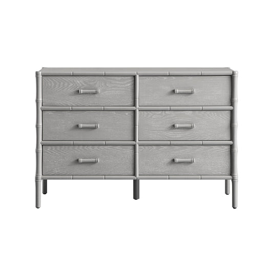 Elstowe Faux Bamboo 6-Drawer Chest, Warm Grey