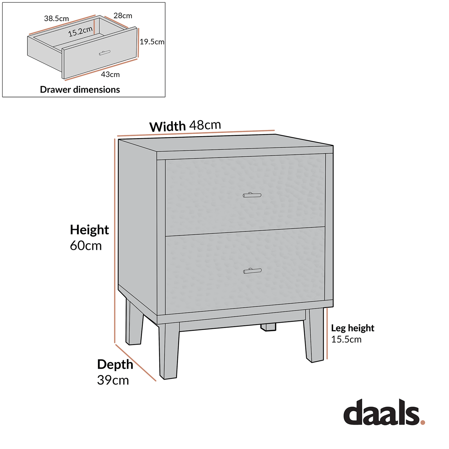 Bianca Chip Carved Bedside Table, Sand Beige & Ivory