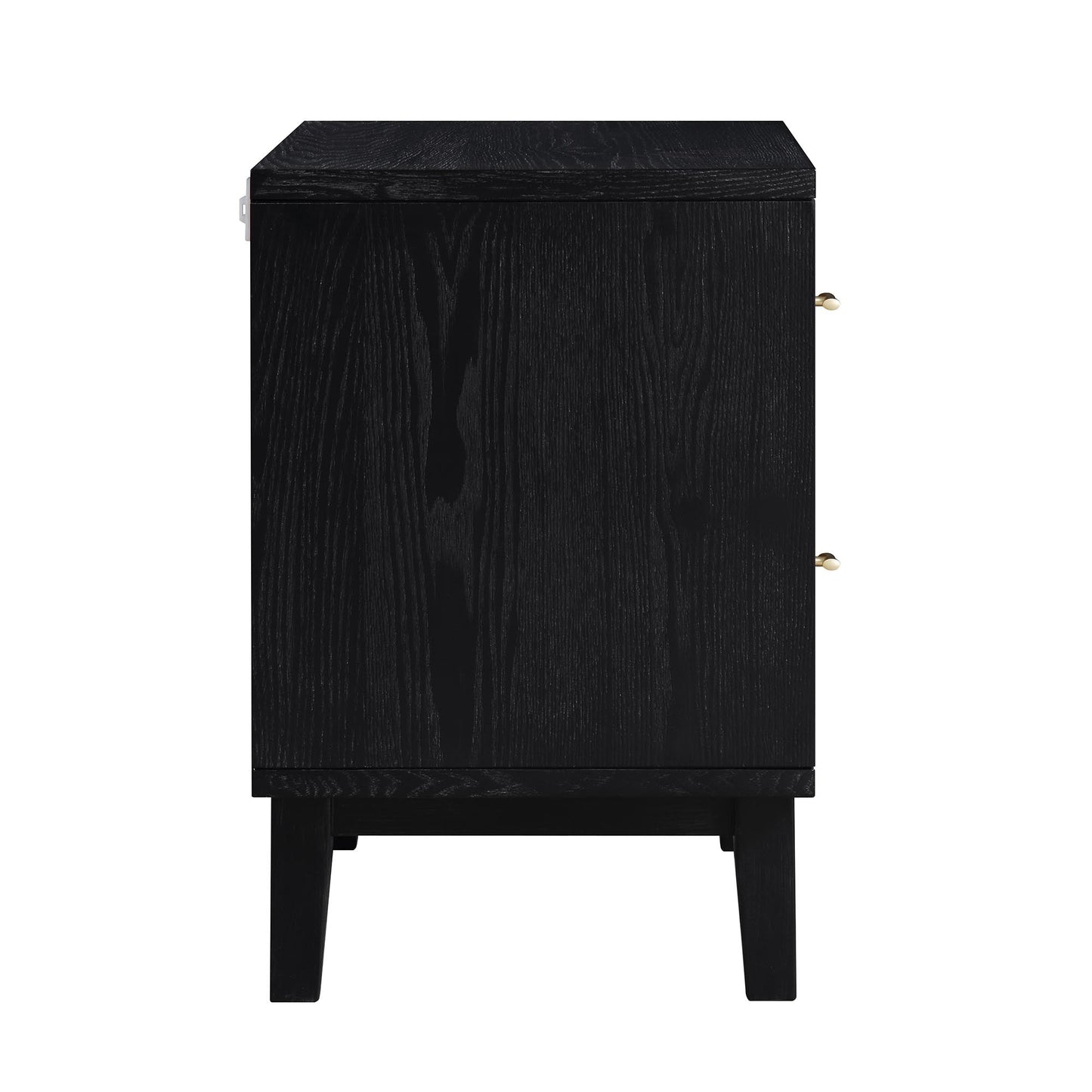 Bianca Chip Carved Bedside Table, Antique Bronze & Black