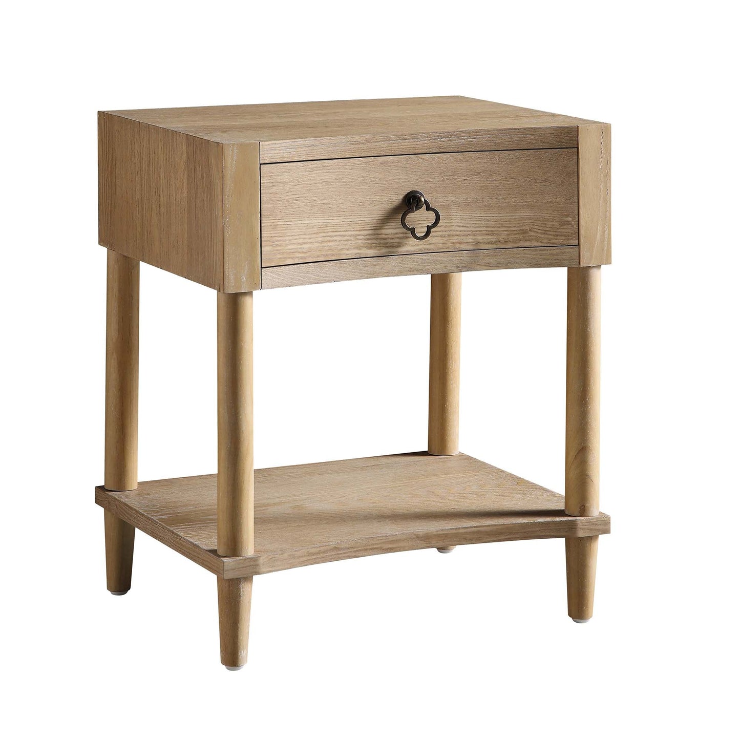 Thalia Concave 1 Drawer Bedside Table, Natural