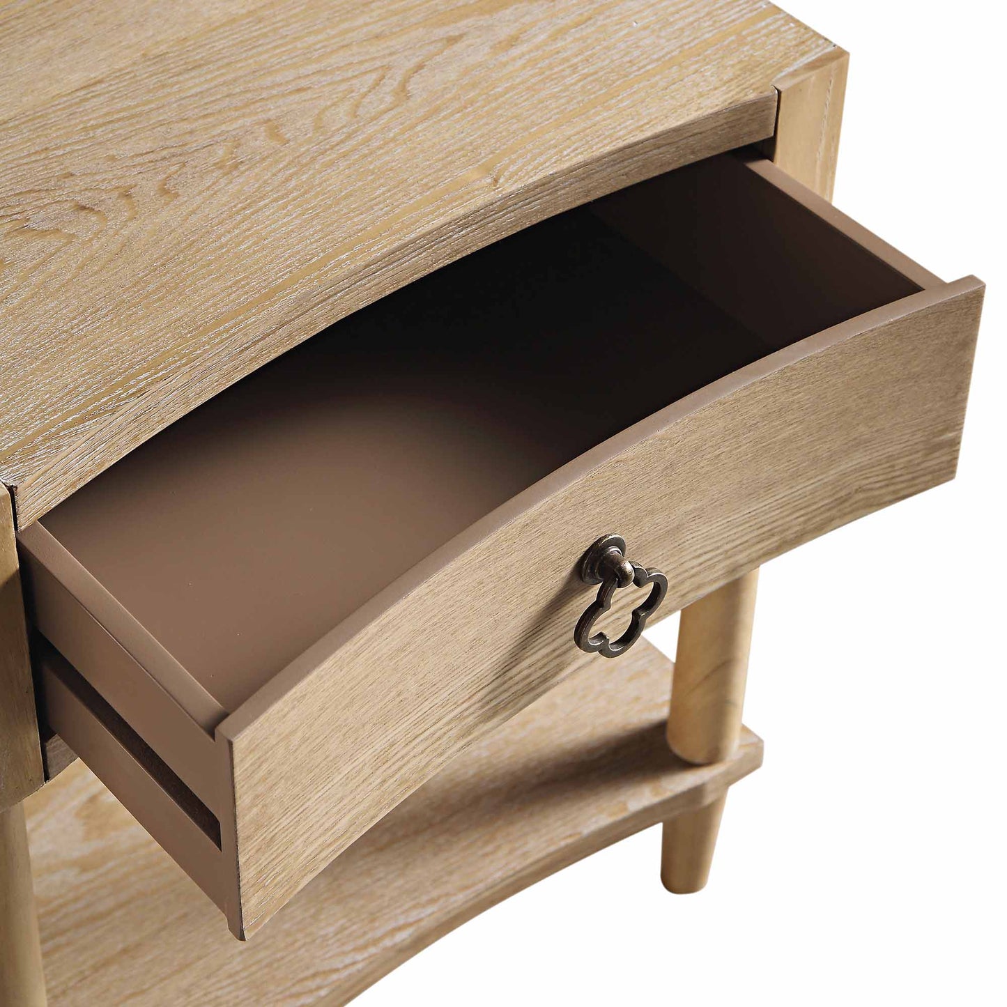 Thalia Concave 1 Drawer Bedside Table, Natural