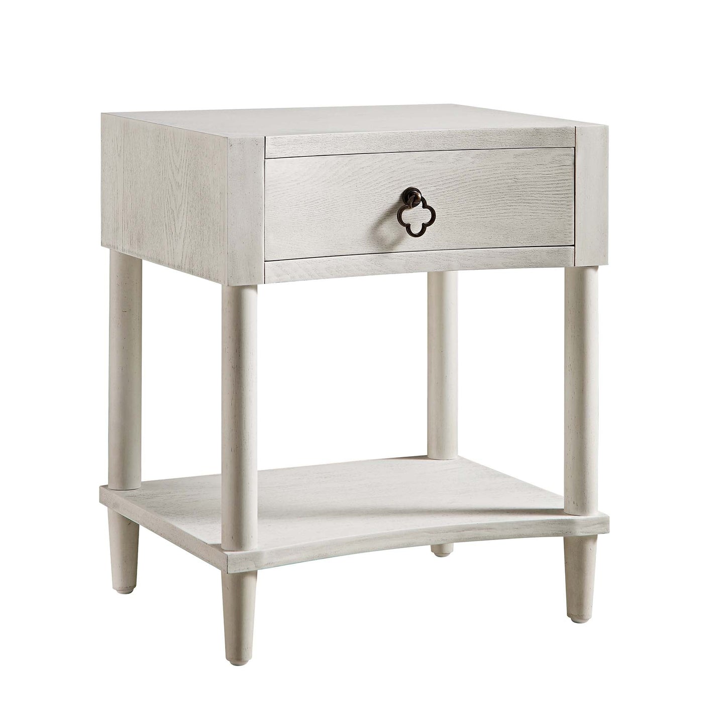 Thalia Concave 1 Drawer Bedside Table, Washed White