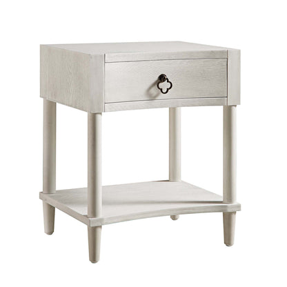 Thalia Concave 1 Drawer Bedside Table, Washed White