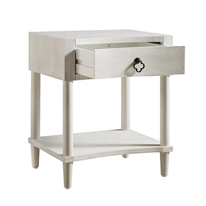 Thalia Concave 1 Drawer Bedside Table, Washed White