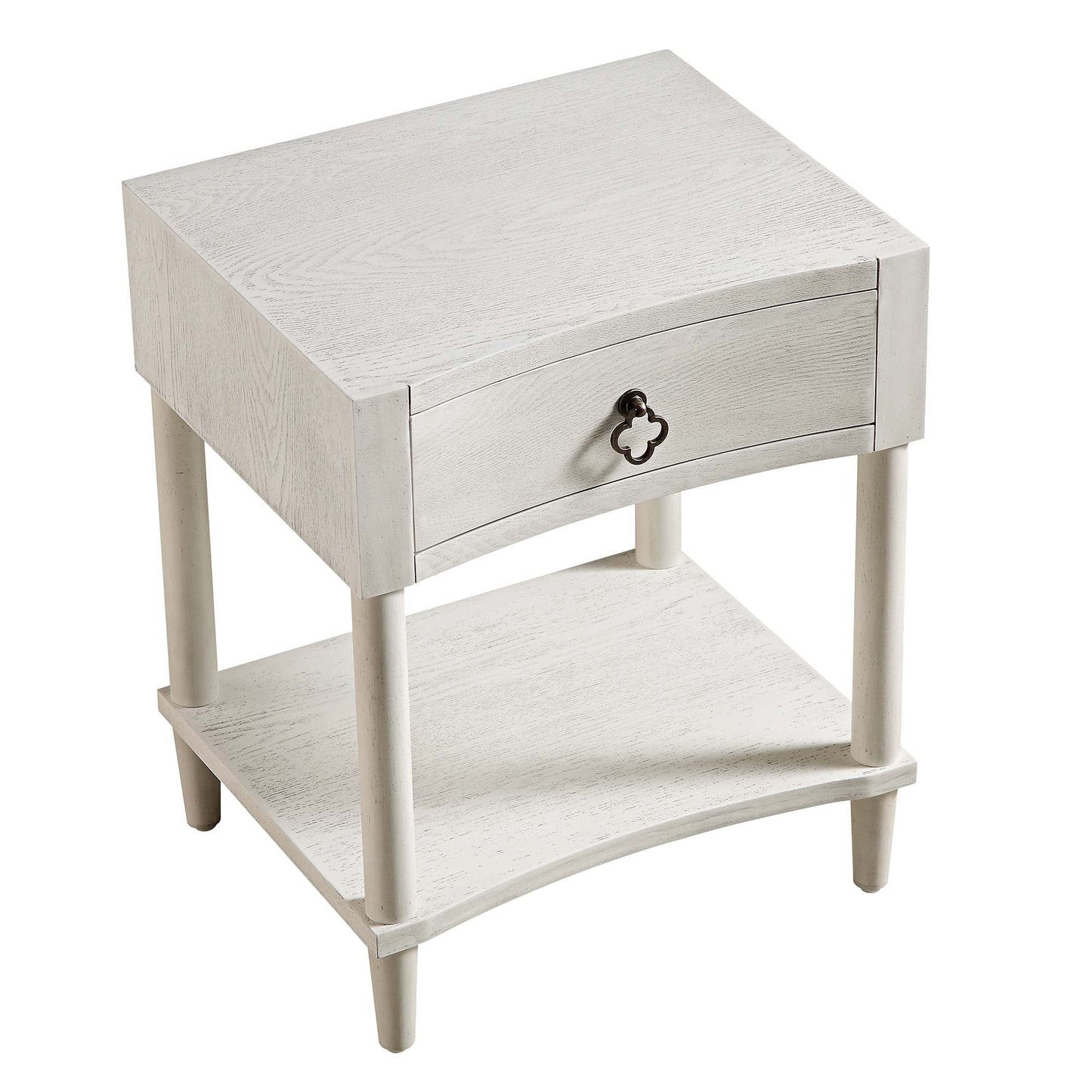 Thalia Concave 1 Drawer Bedside Table, Washed White