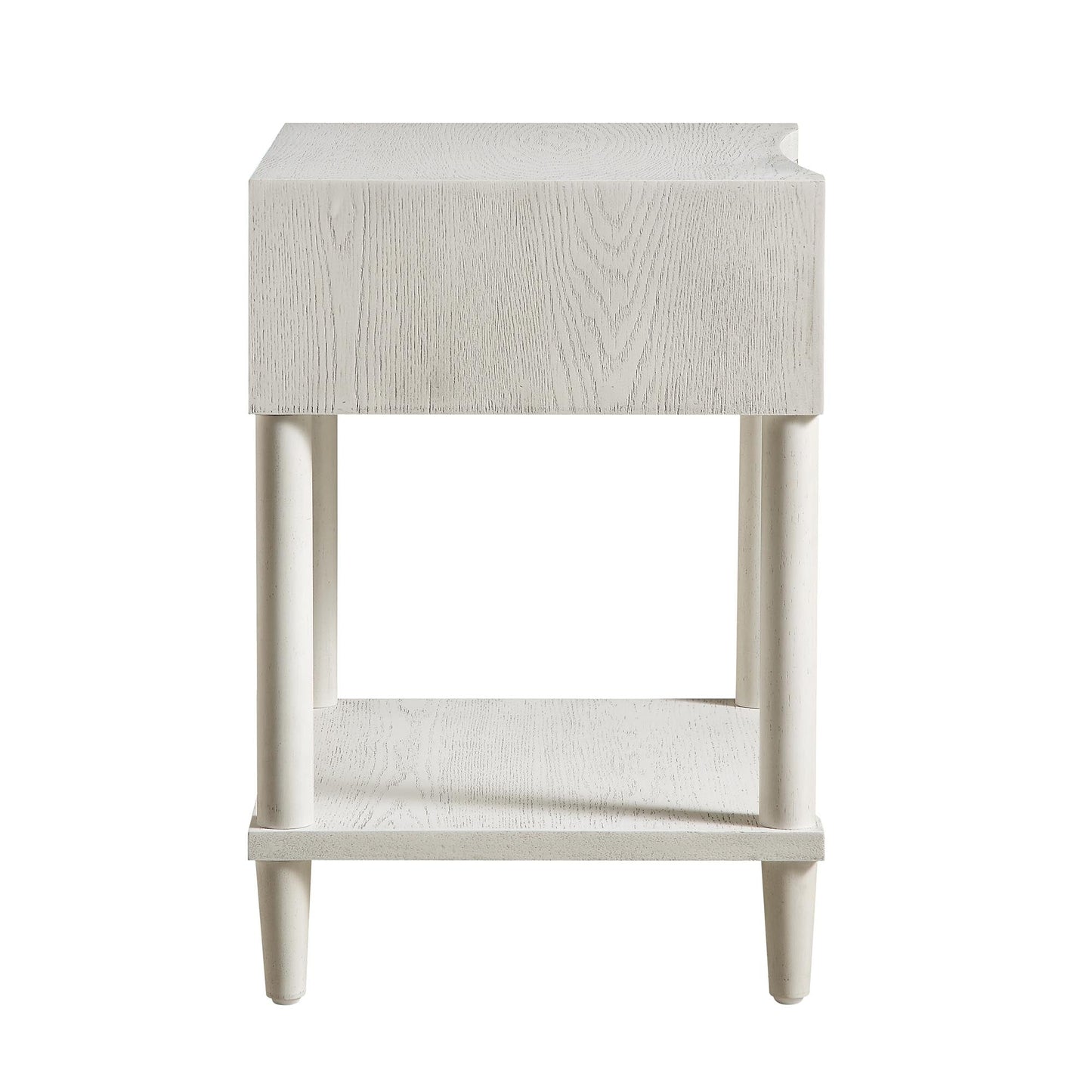 Thalia Concave 1 Drawer Bedside Table, Washed White