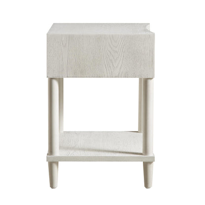 Thalia Concave 1 Drawer Bedside Table, Washed White